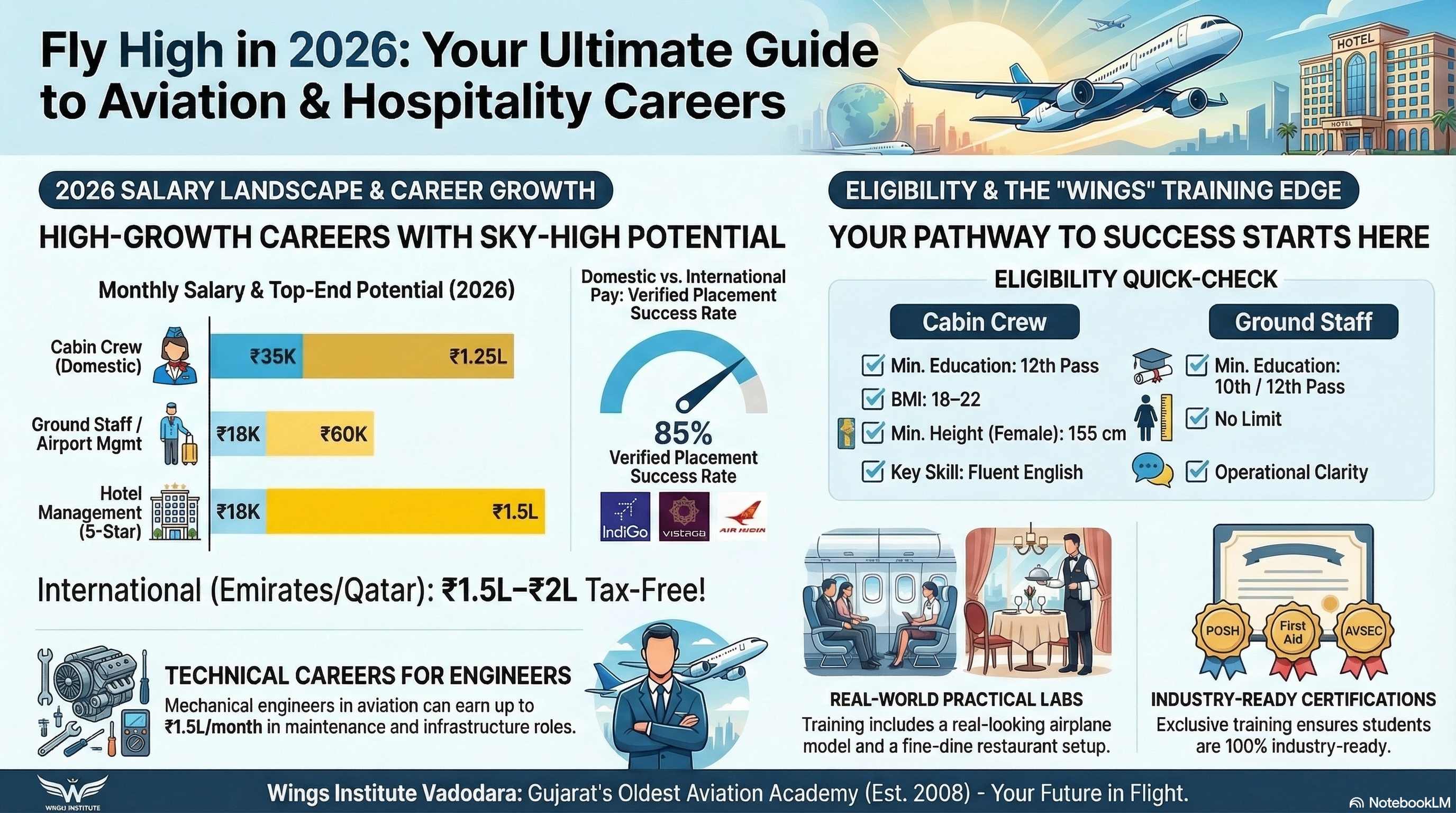 Airport Jobs for Mechanical Engineers 2026: Aviation Maintenance & Technical Careers - Ground Staff career guide from Wings Institute Vadodara Gujarat